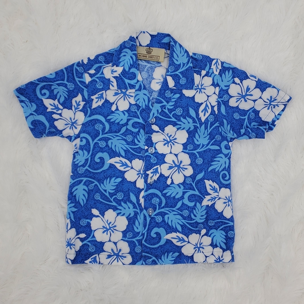 Vintage Moana Shirt Co. Blue Floral Hawaiian Shirt Toddler 2T
